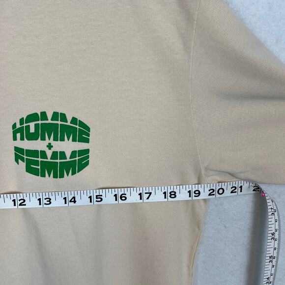 HOMME + FEMME Streetwear Unisex Cotton T-Shirt Sand and Green Size S NWOT - Picture 4 of 9